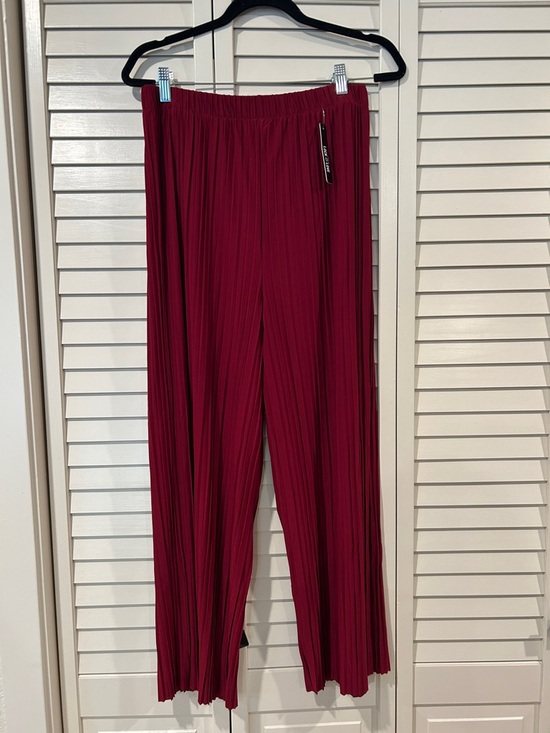 Lock & Love Pants - Lock & Love Women's Red Pleated Wide-Leg Pants Size L-XL